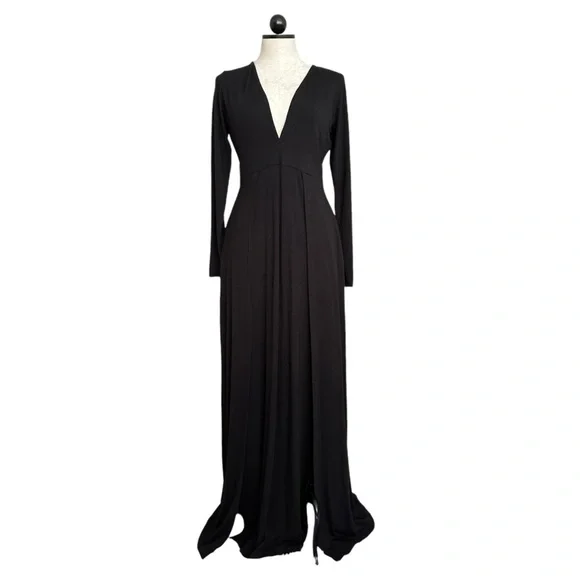 Bump Biddy Narine NEW Plunge Maxi Maternity Dress Sexy High Slits Black Size M - Picture 5 of 16